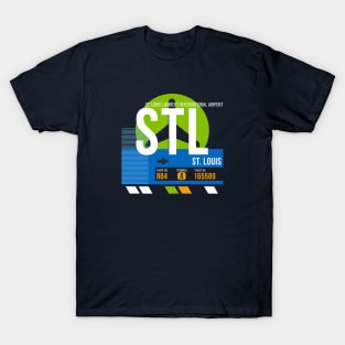 St. Louis (STL) Airport // Retro Sunset Baggage Tag T-Shirt